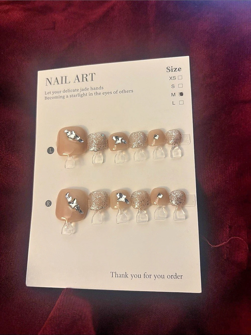 Press-On Nail Art Pink & Gold